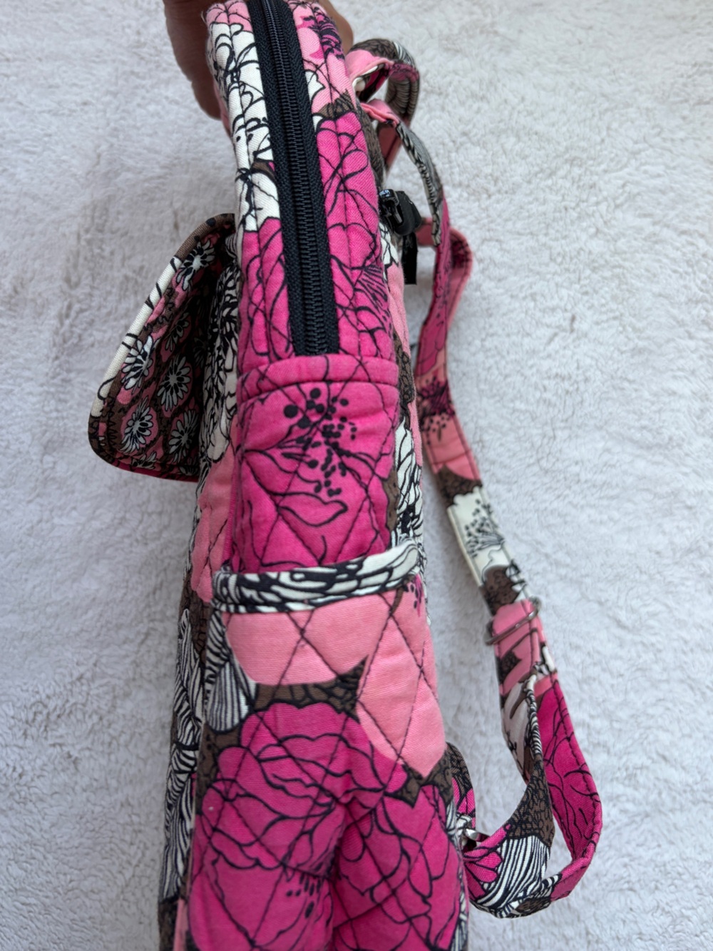 Like New Vera Bradley Quilted Floral Pink and Brown Women’s Backpack - Picture 5 of 13